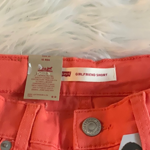 Levi's Orange Jean Shorts with Embroidered Hem - Picture 4 of 6